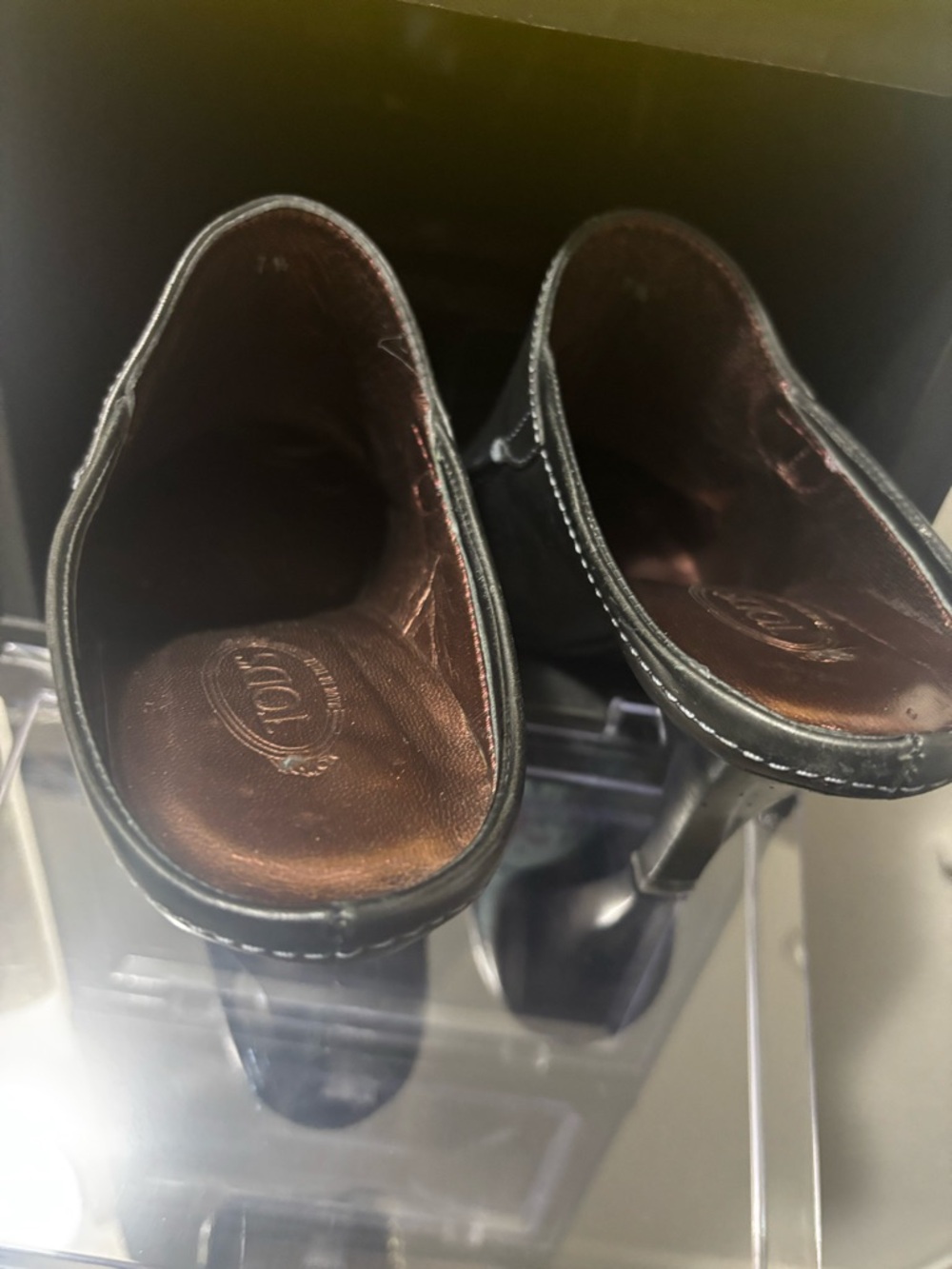 Tod's Black Leather Heeled Mules